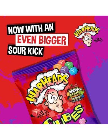Warheads - Cubes Sour Sweet & Fruity, cubes acidulés assortis | My American Market