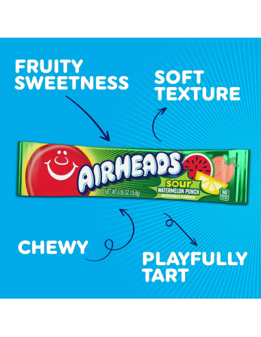 Airheads - Bars Assorted Sour (set di 6 barrette da masticare acidule) - My American Market