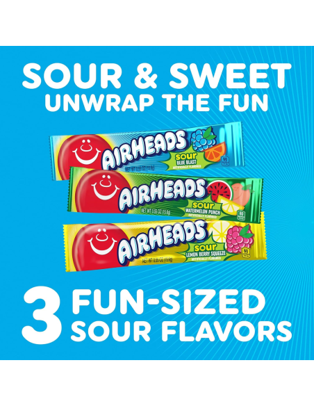 Airheads - Bars Assorted Sour (set di 6 barrette da masticare acidule) - My American Market