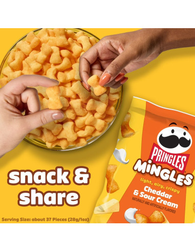 Pringles Mingles Cheddar & Sour Cream, snacks inflados cheddar y crema agria | My American Market