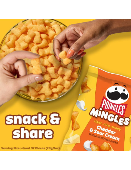 Pringles Mingles Cheddar & Sour Cream, snacks inflados cheddar y crema agria | My American Market
