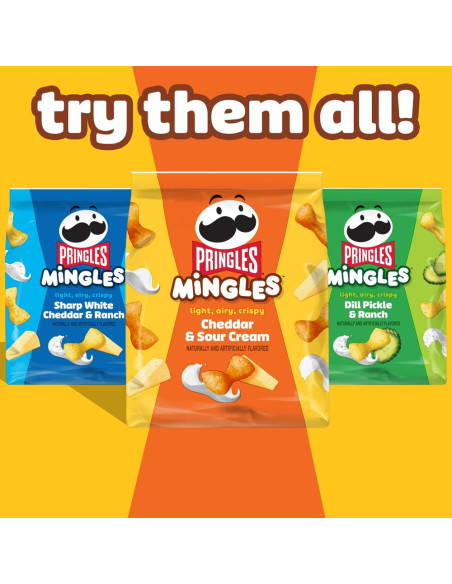 Pringles Mingles Cheddar & Sour Cream, snacks inflados cheddar y crema agria | My American Market
