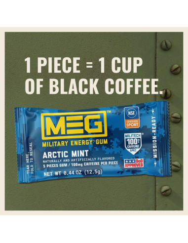 Military Energy Gum - Arctic Mint, gomma alla caffeina | My American Market