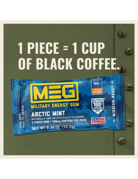 Military Energy Gum - Arctic Mint, gomma alla caffeina | My American Market