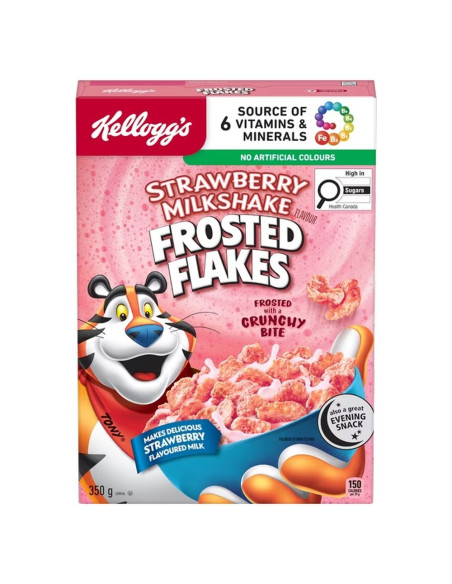 Kellogg's - Frosted Flakes Strawberry Milkshake, céréales goût milkshake fraise | My American Market