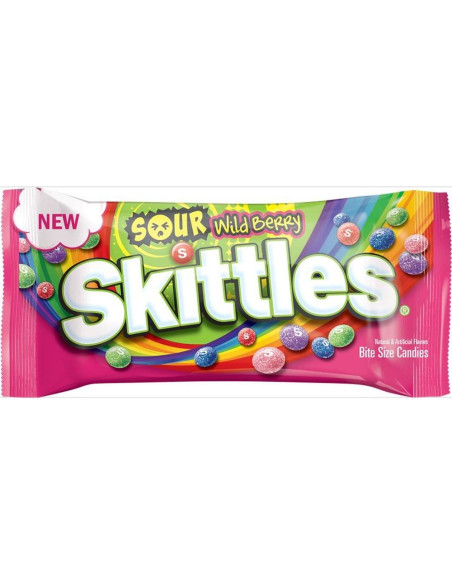 Skittles Sour Wild Berry, caramelos ácidos frutos rojos | My American Market