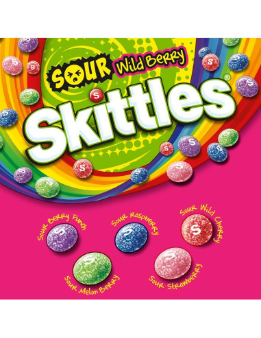 Skittles Sour Wild Berry, caramelle aspre frutti rossi | My American Market