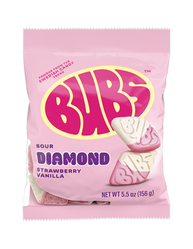 BUBS Sour Diamond Strawberry Vanilla, diamants fraise vanille | My American Market