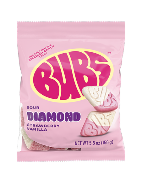 BUBS Sour Diamond Strawberry Vanilla, diamants fraise vanille | My American Market