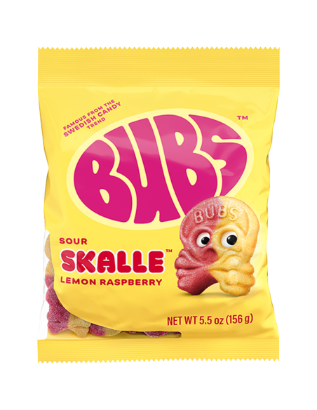 BUBS Sour Skalle Lemon Raspberry, têtes de mort acidulées | My American Market