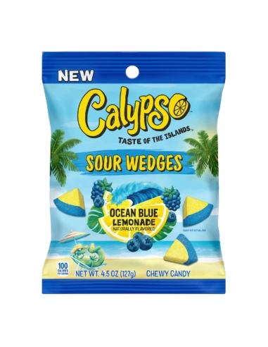 Calypso Sour Wedges Ocean Blue Lemonade, gominolas ácidas | My American Market