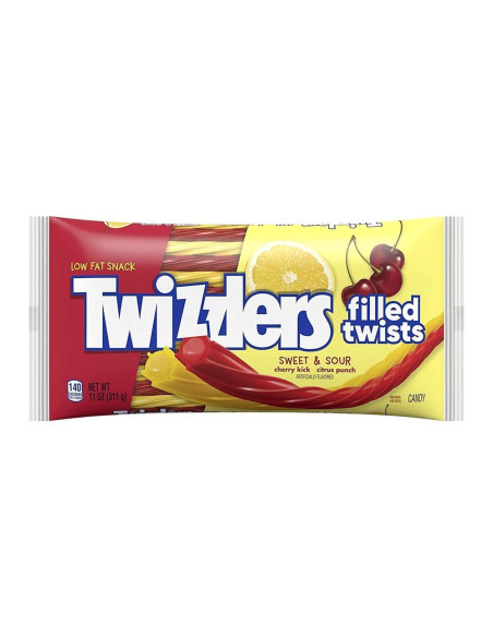 Twizzlers - Sweet & Sour Filled Twist (lacets fourrés sucrés-acidulés) - My American Market