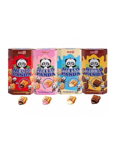 Meiji Hello Panda Bite Size Strawberry Cookies - My American Market