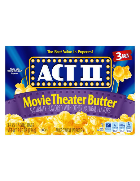 Act II - Movie Theater Butter Popcorn (popcorn al burro per microonde) - 3 bustine - My American Market