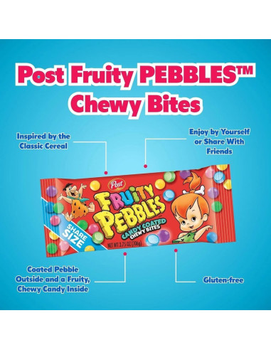 Fruity Pebbles - Candy Coated Chewy Bites (bouchées moelleuses enrobées) - My American Market