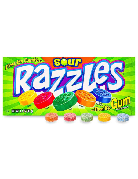 Razzles - Sour Candy Gum (bonbon qui devient chewing-gum, version acidulée) - My American Market
