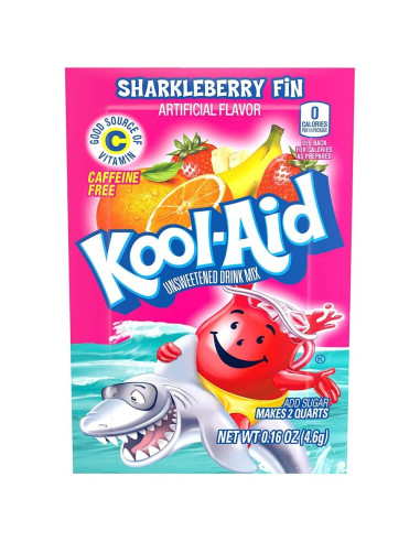 Kool-Aid - Sharkleberry Fin (sachet de poudre à diluer, fraise-orange-banane) - My American Market