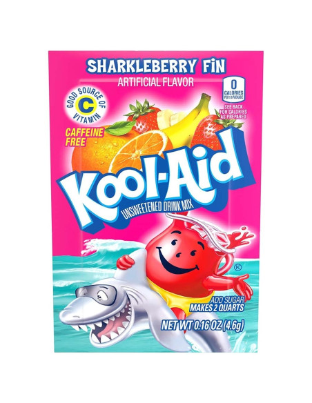 Kool-Aid - Sharkleberry Fin (sachet de poudre à diluer, fraise-orange-banane) - My American Market