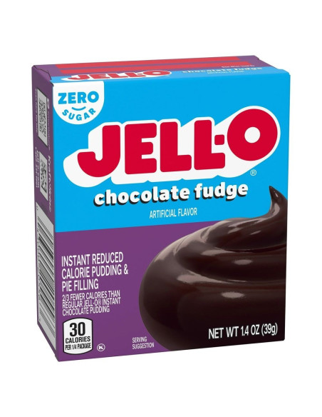 Jell-O - Instant Pudding Chocolate Fudge Zero Sugar (pudding chocolat, sans sucre) - My American Market