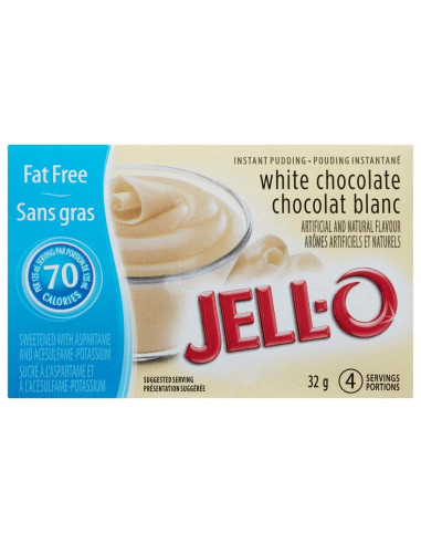 Jell-O - Instant Pudding Fat Free White Chocolate (pudding chocolat blanc, allégé) - My American Market