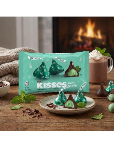 Hershey's - Christmas Kisses Mint Truffle, papillotes truffe à la menthe - My American Market