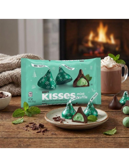Hershey's - Christmas Kisses Mint Truffle, papillotes truffe à la menthe - My American Market