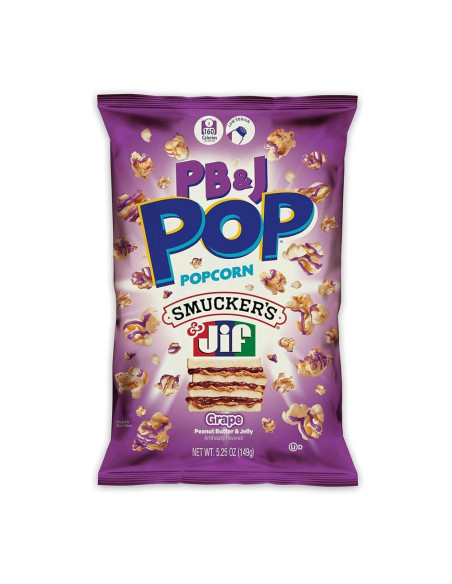 Popcorn al burro di arachidi e marmellata, Smuckers Jif, Uva - My American Market