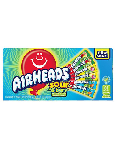 Airheads - Bars Assorted Sour (set di 6 barrette da masticare acidule) - My American Market