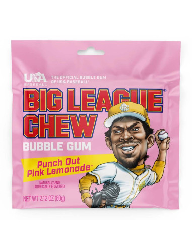 Chicle de la Liga Mayor Chew Bubble Gum Punch Out Pink Lemonade - My American Market