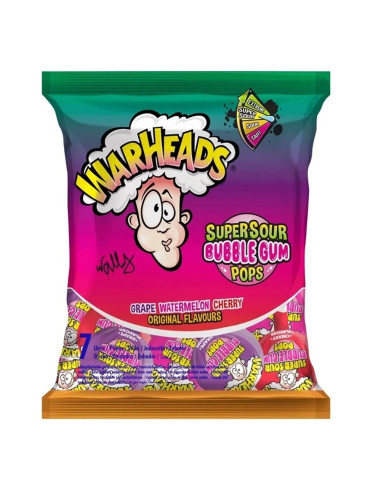 Warheads Super Sour Bubble Gum Pops - My American Market