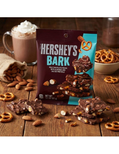 Corteza de chocolate Hershey's con almendras y pretzels salados - My American Market
