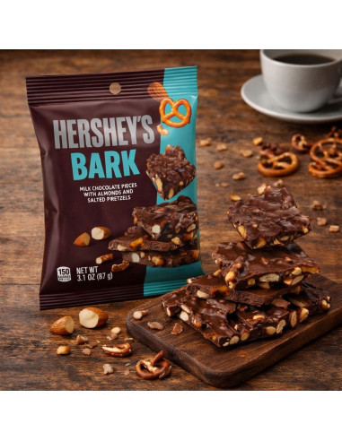 Corteza de chocolate Hershey's con almendras y pretzels salados - My American Market