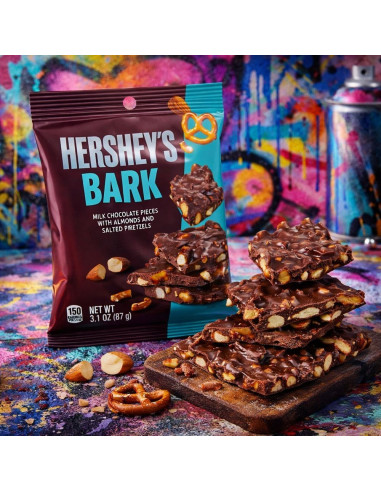 Corteza de chocolate Hershey's con almendras y pretzels salados - My American Market