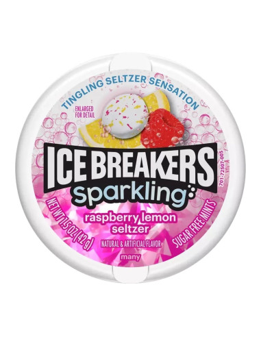 Ice Breakers - Sparkling Raspberry Lemon Seltzer (pastilles framboise-citron pétillantes) - My American Market