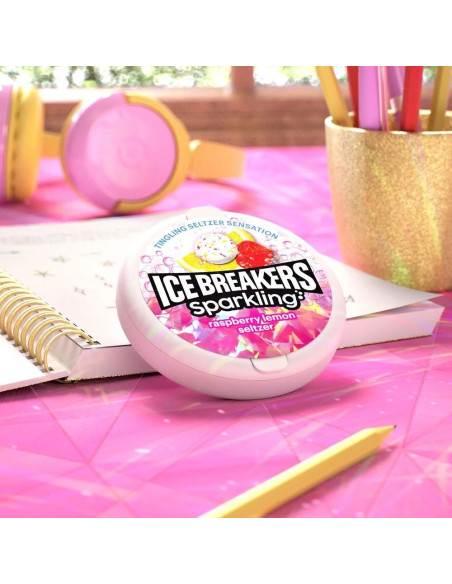 Ice Breakers - Sparkling Raspberry Lemon Seltzer (pastilles framboise-citron pétillantes) - My American Market