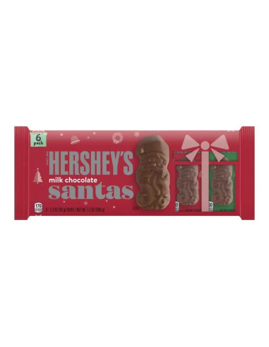 Paquete de 6 Papá Noeles de chocolate con leche de Hershey's - My American Market