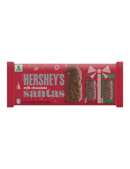 Paquete de 6 Papá Noeles de chocolate con leche de Hershey's - My American Market