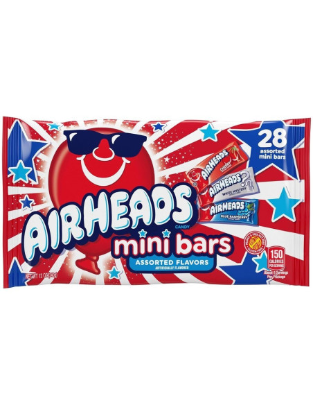 Airheads - Bars Mini Red, White & Blue (set di 30 mini barrette, edizione USA) - My American Market