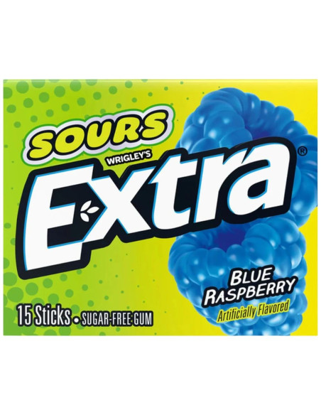 Extra - Sours Blue Raspberry (chewing-gum sans sucre framboise bleue acidulée) - My American Market