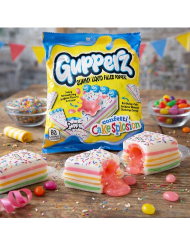 Gupperz - Confetti Cakesplosion (bonbons gélifiés à cœur liquide, gâteau d'anniversaire) - My American Market