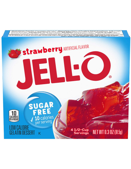 Jell-O - Strawberry Zero Sugar (gelée dessert fraise sans sucre) - My American Market