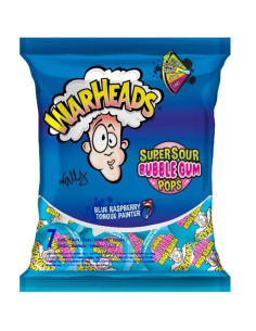 Warheads Super Sour Bubble Gum Pops Blue Raspberry - My American Market