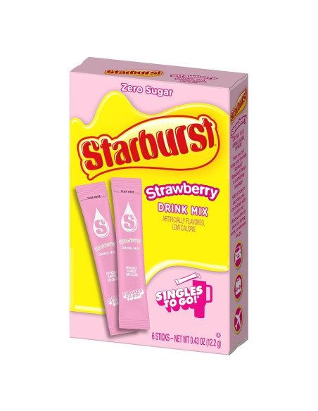 Starburst - Singles To Go! Strawberry (sticks boisson à la fraise) - My American Market