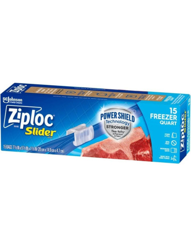 Boîte 15 Sacs Congélation Ziploc Slider Freezer Quart (Format Moyen) - My American Market