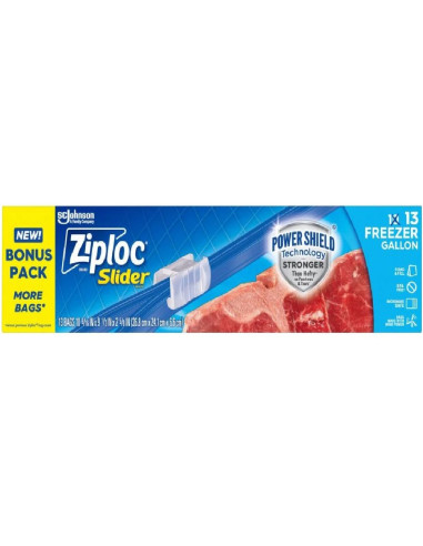 Boîte 13 Sacs Congélation Ziploc Slider Freezer Gallon (Grand Format) - My American Market