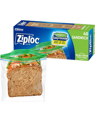 Boîte 40 Sacs à Sandwich Ziploc Sandwich Bags Grip 'n Seal - My American Market