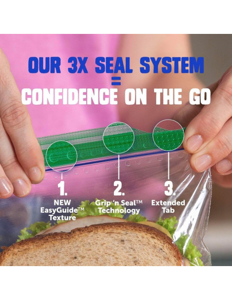Boîte 40 Sacs à Sandwich Ziploc Sandwich Bags Grip 'n Seal - My American Market