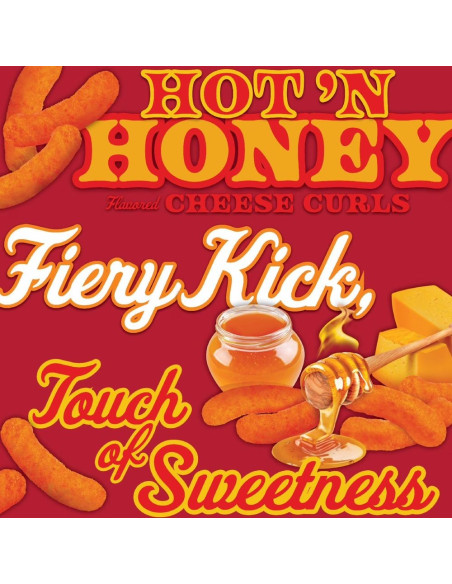 Herr's - Hot 'N Honey Cheese Curls (curls de maïs fromage, sucré-épicé) - My American Market