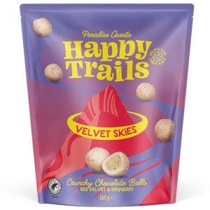 happy trails crunchy chocolate balls red velvelt raspberry